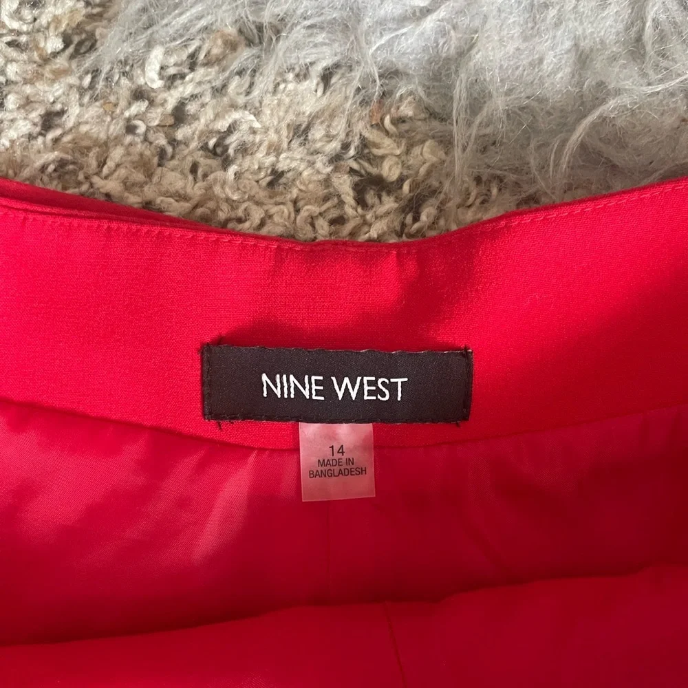 Nine West Bright Red A-Line Belted Skirt